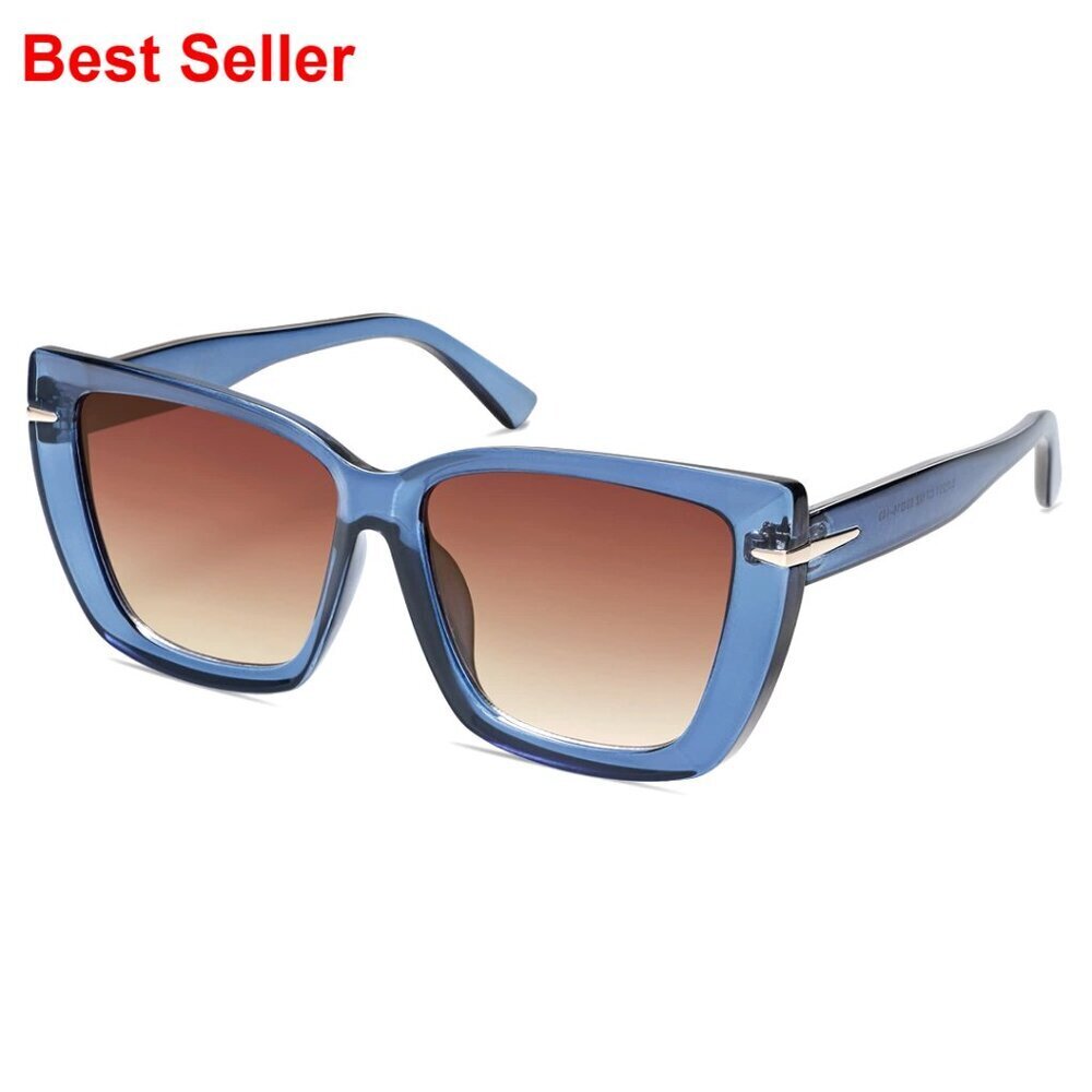 Oversized Cat Eye Sunglasses with UV400 Protection, 70s Trendy Style